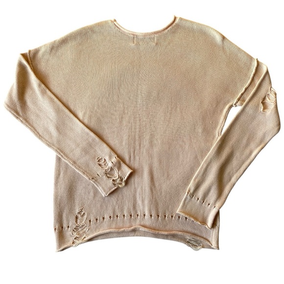 wildfox couture sky high rainbow distressed pink sweater, sz XS - Picture 5 of 9